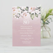 Invitation Dusty Rose rose Blush femmes 80e fête d'anniversai (Debout devant)