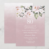 Invitation Dusty Rose rose Blush femmes 80e fête d'anniversai (Devant / Derrière)
