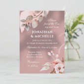 Invitation Dusty Rose rose Blush Floral Mariage chrétien (Debout devant)