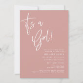 Invitation Dusty Rose/ Rose C'est un Baby shower fille (Devant)