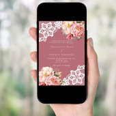 Invitation Dusty rose rose dentelle fleurie mariage de luxe