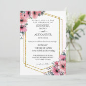 Invitation Dusty Rose rose et floral vert Mariage chic (Debout devant)