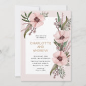 Invitation Dusty Rose rose Et Or Floral Mariage (Devant)