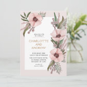 Invitation Dusty Rose rose Et Or Floral Mariage (Debout devant)