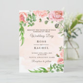 Invitation Dusty Rose rose et or Floral Mariage I (Debout devant)