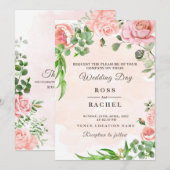 Invitation Dusty Rose rose et or Floral Mariage I (Devant / Derrière)