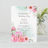 Invitation Dusty Rose rose et or Floral Mariage I (Debout devant)