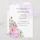 Invitation Dusty Rose rose et or Floral Mariage I (Devant / Derrière)