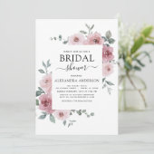 Invitation Dusty Rose rose Fête des mariées Floral verdure (Debout devant)