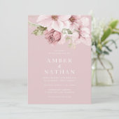 Invitation Dusty Rose rose Floral Aquarelle Élégante Mariage (Debout devant)