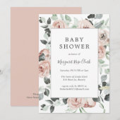 Invitation Dusty Rose rose Floral Baby shower fille (Devant / Derrière)