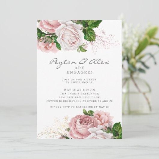 Invitation Dusty Rose rose floral blanc (Debout devant)