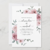 Invitation Dusty Rose rose Floral Eucalyptus Mariage vert (Devant)
