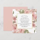 Invitation Dusty Rose Rose Floral Fête des mariées or (Devant / Derrière)