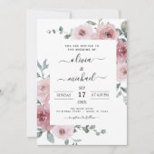 Invitation Dusty Rose rose Floral moderne Mariage (Devant)