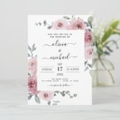 Invitation Dusty Rose rose Floral moderne Mariage (Debout devant)