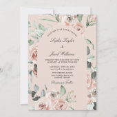 Invitation Dusty Rose rose floral vert Mariage Eucalyptus (Devant)