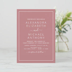 Invitation Dusty Rose rose Mariage moderne Typographie Invita