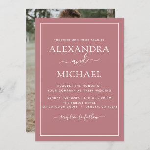 Invitation Dusty Rose rose Mariage Romantique Photo Invitatio