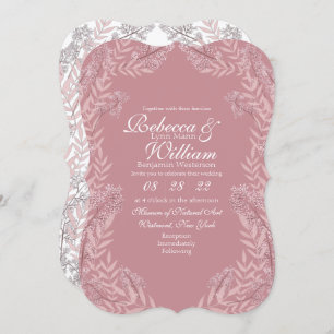 Invitation Dusty Rose rose Mariage Vintage Botanique