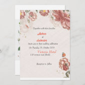 Invitation Dusty Rose rose Mauve or vert Mariage floral (Devant / Derrière)