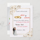 Invitation Dusty Rose rose Mauve or vert Mariage floral (Devant / Derrière)