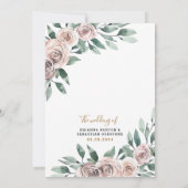 Invitation Dusty Rose rose Mauve or vert Mariage floral (Dos)