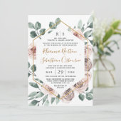 Invitation Dusty Rose rose Mauve vert Mariage or floral (Debout devant)