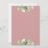 Invitation Dusty Rose rose mignonne Floral Vert 1er Anniversa (Dos)