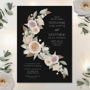 Invitation Dusty Rose Rose Peach Black Flowy Mariage