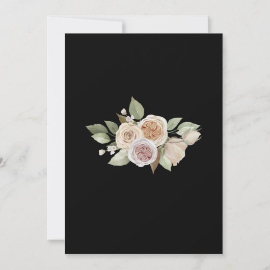 Invitation Dusty Rose Rose Peach Black Flowy Mariage (Dos)
