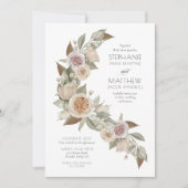 Invitation Dusty rose rose Rose Flowy Mariage botanique (Devant)