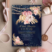 Invitation Dusty rose Roses Citrouille Pampas Baby shower de