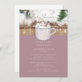 Invitation Dusty Rose Rustic Baby Il fait froid douche extéri (Devant / Derrière)