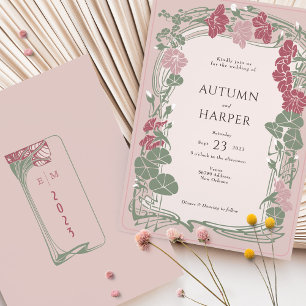 Invitation Dusty rose Sage Elegance Mariage botanique