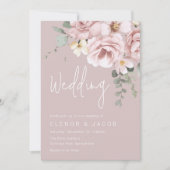 Invitation Dusty rose & Sage Floral Mariage (Devant)
