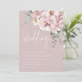 Invitation Dusty rose & Sage Floral Mariage (Debout devant)