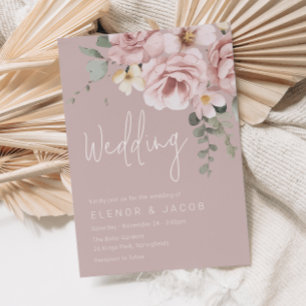 Invitation Dusty rose & Sage Floral Mariage