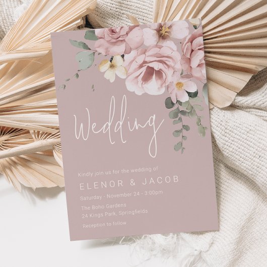Invitation Dusty rose & Sage Floral Mariage