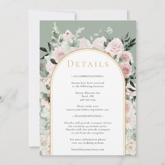 Invitation Dusty Rose Sage Simple Monogramme Tout en un Maria (Dos)