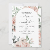 Invitation Dusty rose Sage vert photo Mariage floral (Devant)
