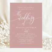 Invitation Dusty Rose Simple Modern Script Mariage
