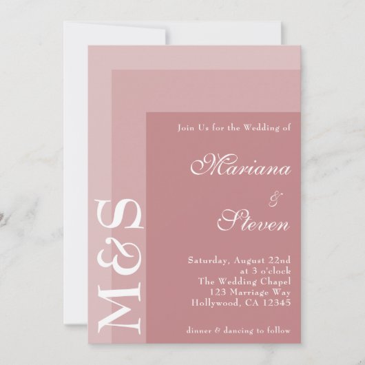 Invitation Dusty Rose Simple Moderne Chic Script Mariage Invi (Devant)