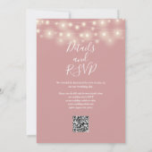 Invitation Dusty Rose String éclaire Floral QR Code Mariage (Dos)
