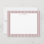 Invitation Dusty Rose Striped Note Card (Devant)