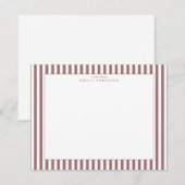 Invitation Dusty Rose Striped Note Card (Devant / Derrière)