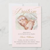 Invitation Dusty rose subtile Scripts Typo Baptême Photo (Devant)