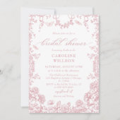 Invitation Dusty rose Toile Floral Chinoiserie Fête des marié (Devant)