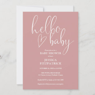 Invitation Dusty Rose tout-en-un code QR Baby Shower