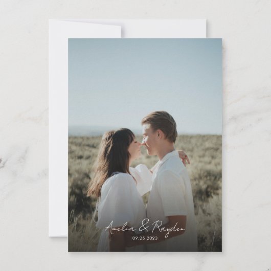 Invitation Dusty Rose Typographie Script Photo QR Code Mariag (Dos)